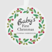 Baby's First Christmas Individuelle Name Foto Ornament (Vorderseite)