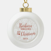 Baby's First Christmas Individuelle Name Keramik Kugel-Ornament (Vorderseite)