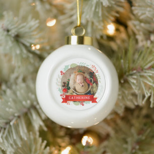 Baby's First Christmas Individuelle Name Keramik Kugel-Ornament