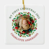 Baby's First Christmas Individuelle Name Keramikornament (Vorderseite)