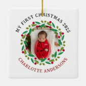 Baby's First Christmas Individuelle Name Keramikornament (Rückseite)
