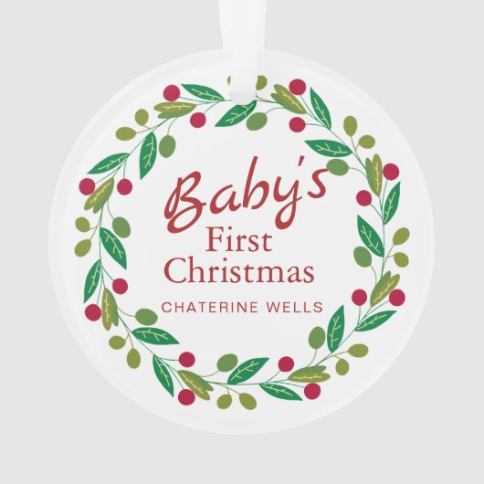 Baby's First Christmas Individuelle Name Ornament (Rückseite)