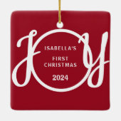 Baby's First Christmas Individuelle Name Red Keepa Keramikornament (Rückseite)