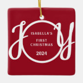 Baby's First Christmas Individuelle Name Red Keepa Keramikornament (Vorderseite)