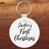 Baby's First Christmas individuelle Name Schlüsselanhänger (Vorderseite)
