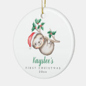 Babys First Christmas Individuelle Name Sloth Orna Keramik Ornament (Links)
