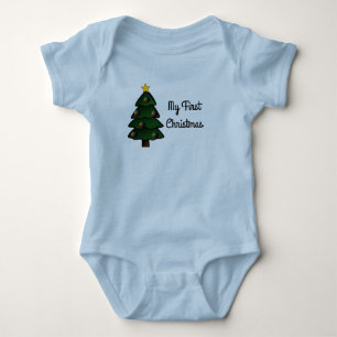Babys First Christmas Jersey Baby Strampler