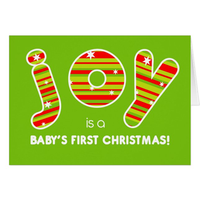 Baby's First Christmas JOY Red & Green Stripes (Vorderseite (Horizontal))