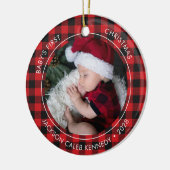 Baby's First Christmas Kariert 2 Foto Ornament (Links)