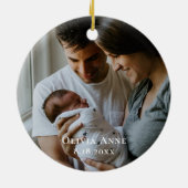 Baby's First Christmas Keepake Custom Foto Keramik Ornament (Hinten)