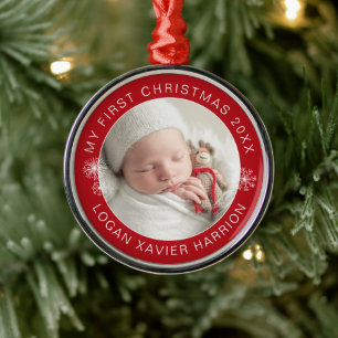 Baby's First Christmas Keepake Foto Ornament Aus Metall