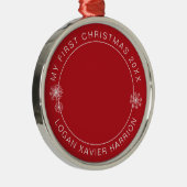 Baby's First Christmas Keepake Foto Ornament Aus Metall (Rechts)