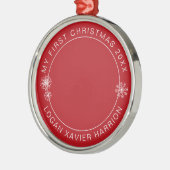 Baby's First Christmas Keepake Foto Ornament Aus Metall (Links)