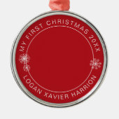 Baby's First Christmas Keepake Foto Ornament Aus Metall (Vorne)