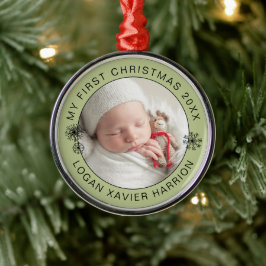 Baby's First Christmas Keepake Foto Ornament Aus Metall