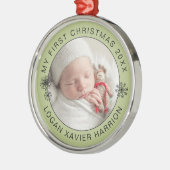 Baby's First Christmas Keepake Foto Ornament Aus Metall (Links)