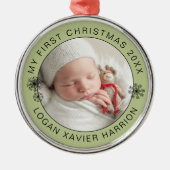 Baby's First Christmas Keepake Foto Ornament Aus Metall (Vorne)