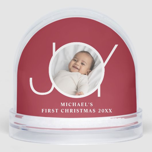 Baby's First Christmas Keepake Foto Red Schneekugeln (Vorderseite)