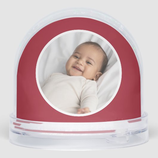 Baby's First Christmas Keepake Foto Red Schneekugeln (Rückseite)