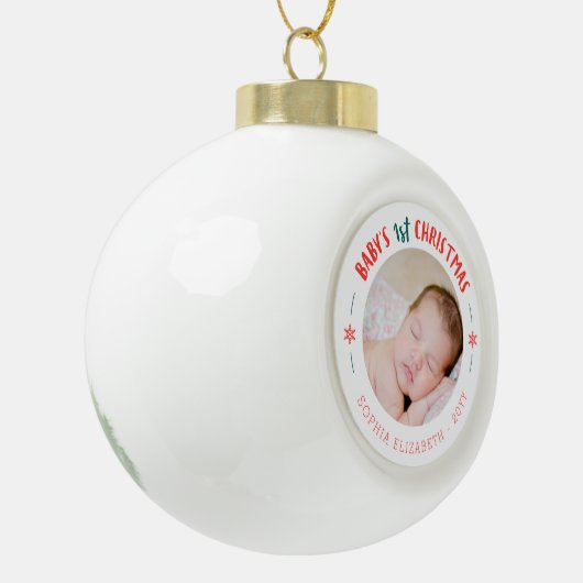 Baby's First Christmas Keepake Keramik Kugel-Ornament (Links)
