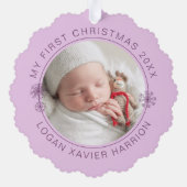 Baby's First Christmas Keepsake Photo Ornament Karte (Rückseite)