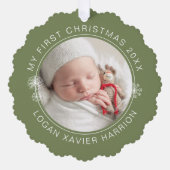 Baby's First Christmas Keepsake Photo Ornament Karte (Vorderseite)