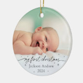 Baby's First Christmas Keramik Foto Ornament (Links)