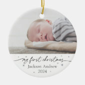 Baby's First Christmas Keramik Foto Ornament (Vorne)