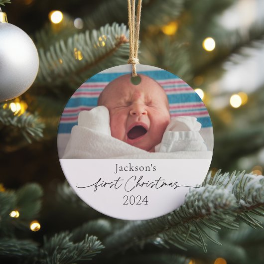 Baby's First Christmas Keramik Foto Ornament