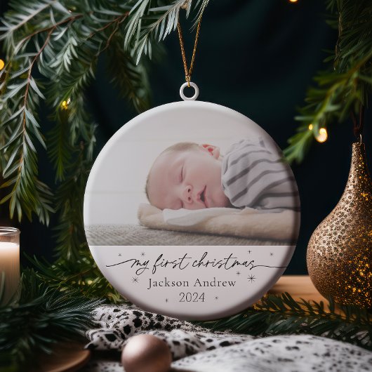 Baby's First Christmas Keramik Foto Ornament