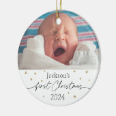 Baby's First Christmas Keramik Foto Ornament (Links)