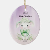 Baby's First Christmas Lamb Personalisiert Keramik Ornament (Rechts)