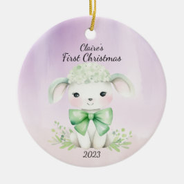 Baby's First Christmas Lamb Personalisiert Keramik Ornament