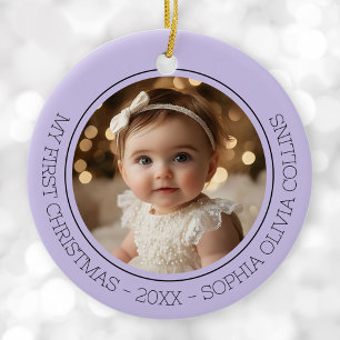 Baby's First Christmas Lila Modern Foto Neuborn Keramik Ornament