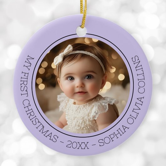 Baby's First Christmas Lila Modern Foto Neuborn Keramik Ornament