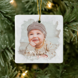 Baby's First Christmas Mattiert Glass Custom Foto Keramikornament