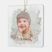 Baby's First Christmas Mattiert Glass Custom Foto Keramikornament (Links)
