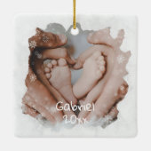 Baby's First Christmas Mattiert Glass Custom Foto Keramikornament (Rückseite)