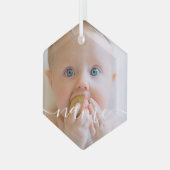 Baby's First Christmas Minimalistisch Foto Ornament Aus Glas (Vorderseite Links)