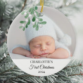 Baby's First Christmas Mistletoe Foto Keramik Ornament
