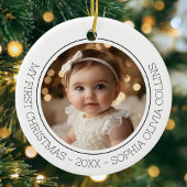 Baby's First Christmas Modern 2 Foto Neugeborener Keramik Ornament