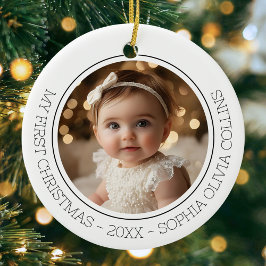 Baby's First Christmas Modern 2 Foto Neugeborener Keramik Ornament