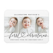 Baby's First Christmas Modern Simple 3 Photo Magnet (Horizontal)