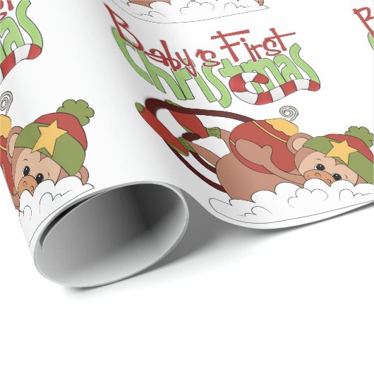 Baby's First Christmas Monkey Packpapier (Rolleneckpunkt)