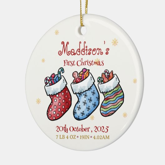 Baby's First Christmas Name & Birth Stats Keepake Keramik Ornament (Links)