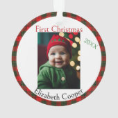 Baby's First Christmas Name Year Teddy Bear Ornament (Rückseite)