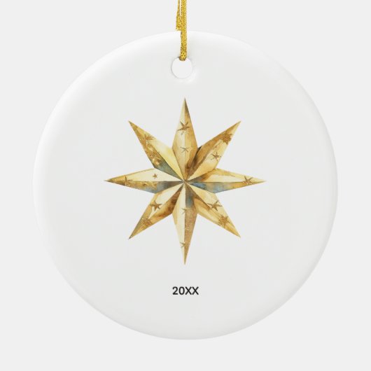 Baby's First Christmas Nativity Animal Bible Verse Keramik Ornament (Hinten)