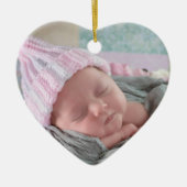 Baby's First Christmas Neugeborenes Foto Keepake Keramik Ornament (Vorne)