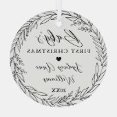 Baby's First Christmas Newborn Keepake Wreath Ornament Aus Glas (Rückseite)