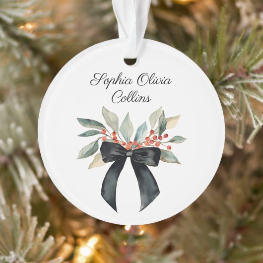 Baby's First Christmas Newborn Watercolor Script Ornament (Baum)